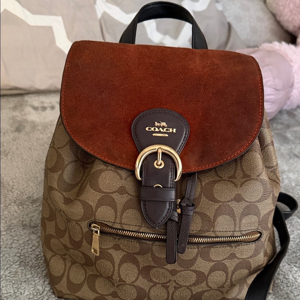 Coach Signature Brown and Tan Backpack